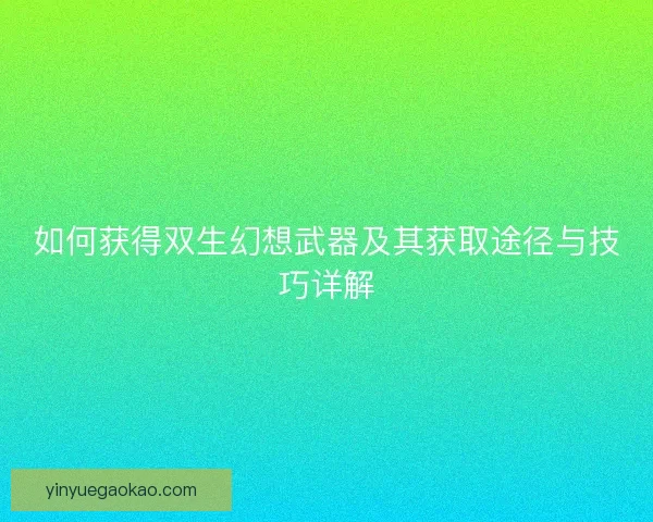 如何获得双生幻想武器及其获取途径与技巧详解