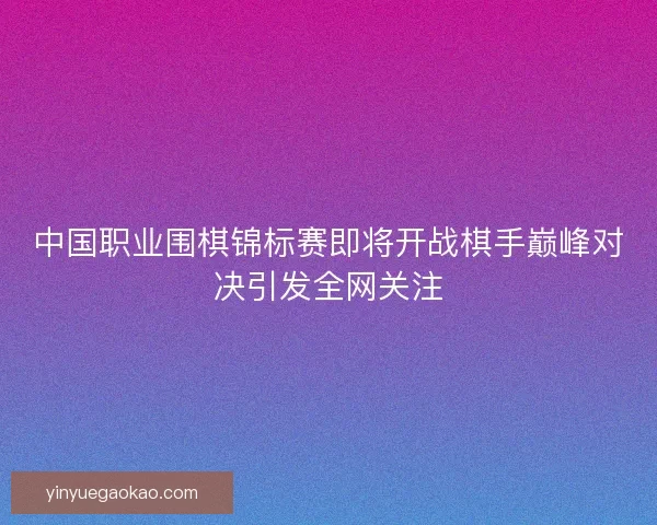 中国职业围棋锦标赛即将开战棋手巅峰对决引发全网关注